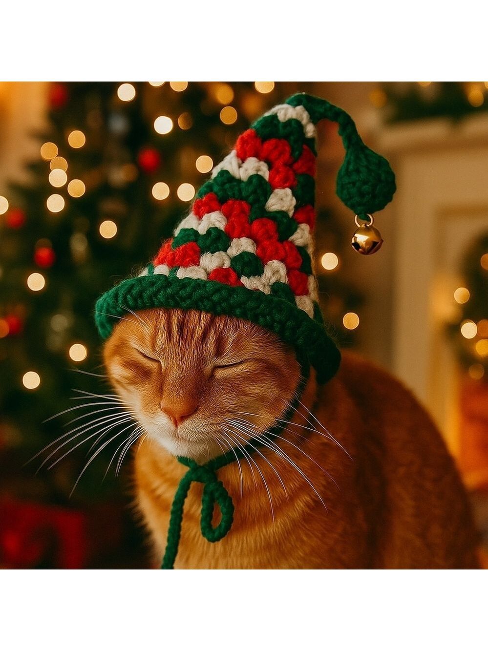 Handmade Crochet Santa Hat for Medium to Large Pets Christmas Dog or Cat Costume